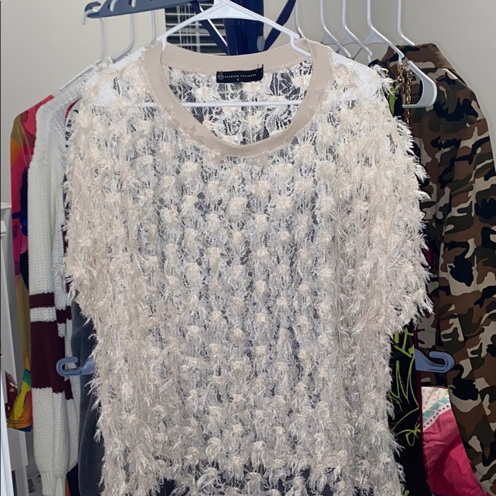see through feather top